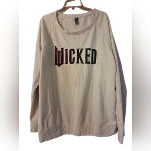 Instant Message Oatmeal Colored Wicked Graphic Scoopneck Sweatshirt Plus Size 2X